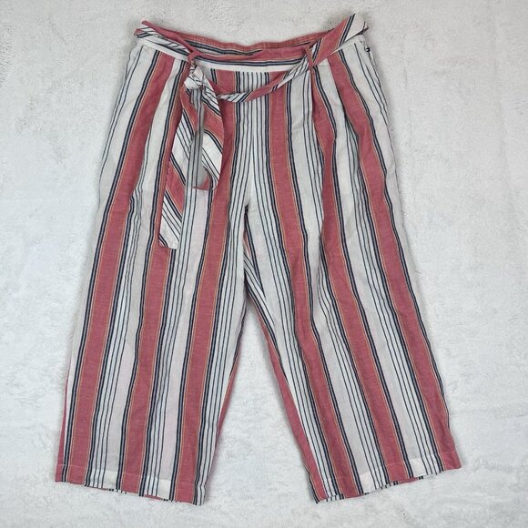 Tommy‎ Hilfiger Linen Blend Pants Women’s Size XL Belt Pockets Beach - Picture 1 of 13